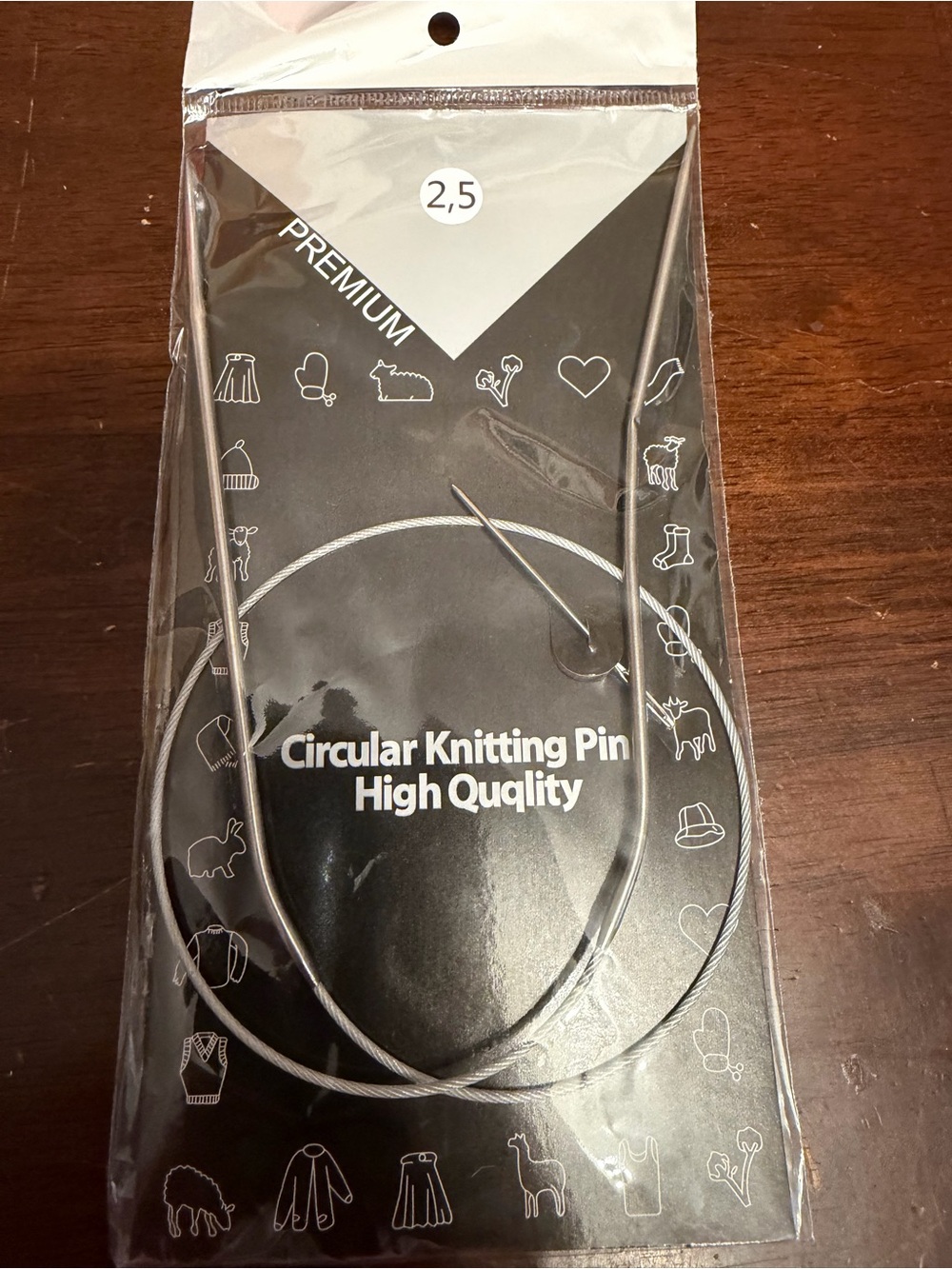 Circular Knitting Pin - Silver Tone